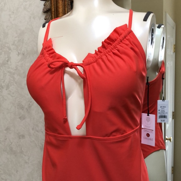 New Women’s one piece cutout swimsuit. Size L (12-14). Orangish red. - Picture 3 of 15